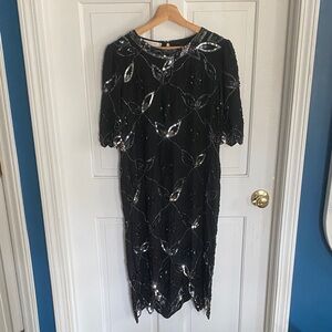 Glamorous Silk Dress with Beaded and Sequined Details